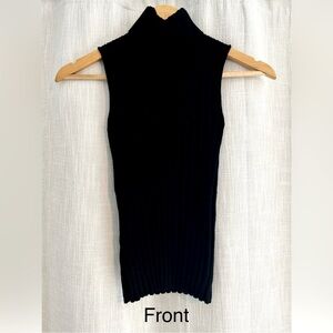 J Crew Black Ribbed Sleeveless Turtleneck, Size S